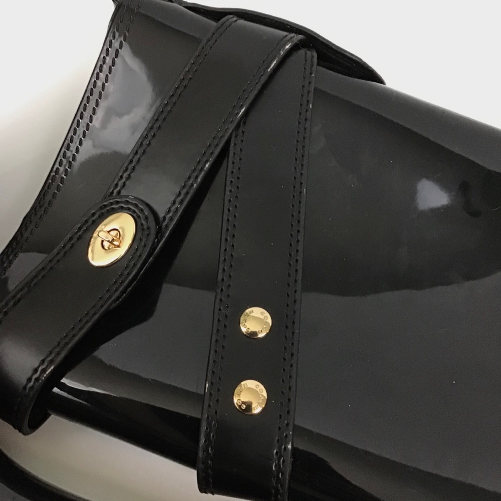 Coach Talia Black Strappy Tall Rain Boots Womens 6 - Picture 3 of 8